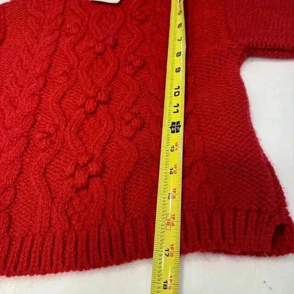NWT ZARA GIRLS RED CABLE KNIT POPCORN SWEATER  Size 4-5 - Picture 7 of 9